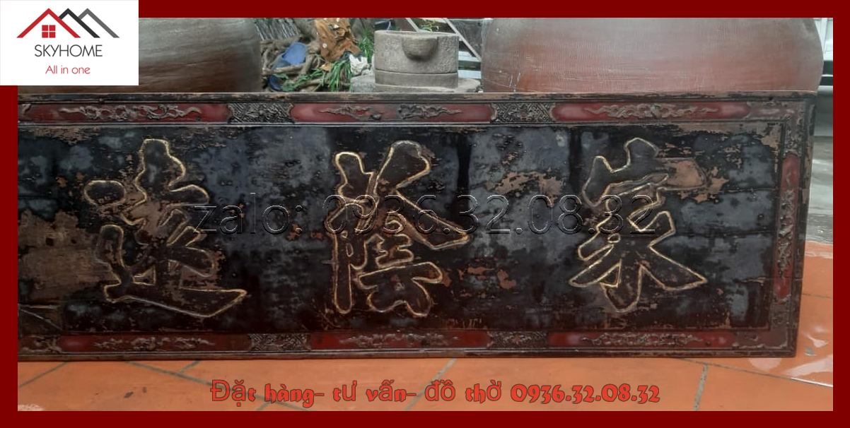 Hoành phi gỗ phòng thờ chữ Gia ấm viễn